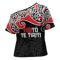 Aotearoa Toitu Te Tiriti Cross Shoulder Shirt New Zealand Stand Together Stand Stronger - Polynesian Pride