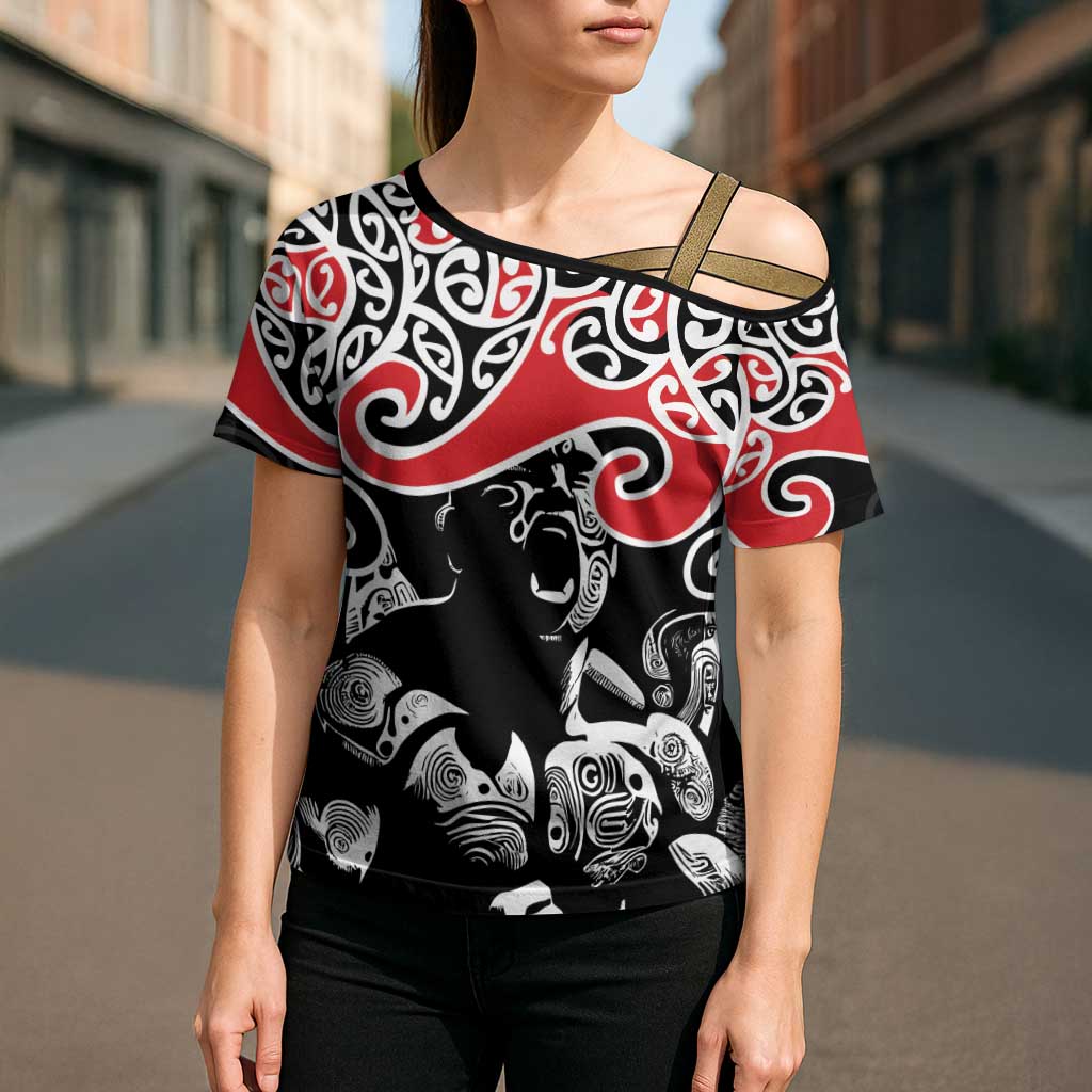 Aotearoa Toitu Te Tiriti Cross Shoulder Shirt New Zealand Stand Together Stand Stronger - Polynesian Pride