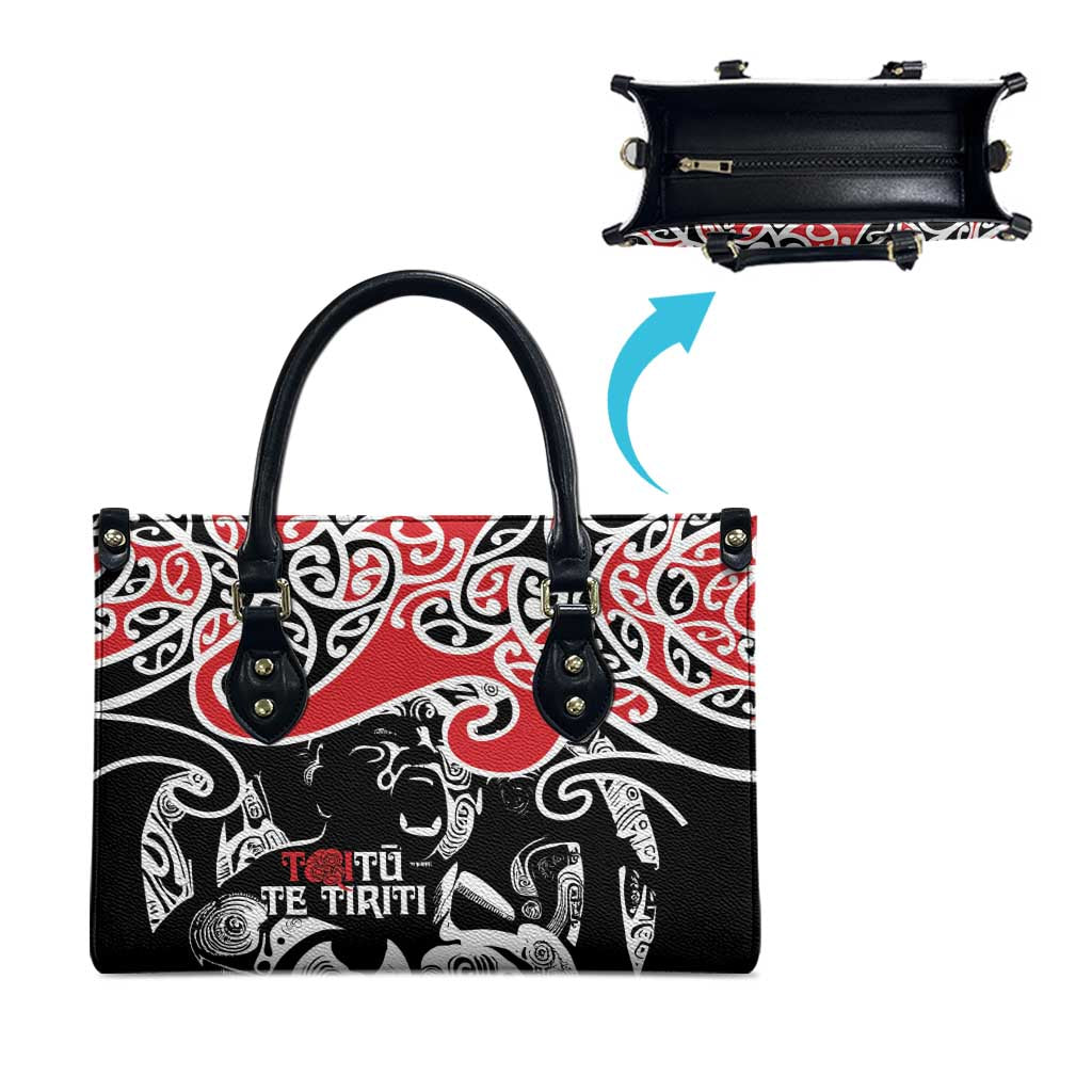 Aotearoa Toitu Te Tiriti Leather Bag New Zealand Stand Together Stand Stronger - Polynesian Pride