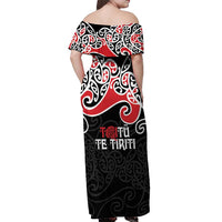 Aotearoa Toitu Te Tiriti Off Shoulder Maxi Dress New Zealand Stand Together Stand Stronger