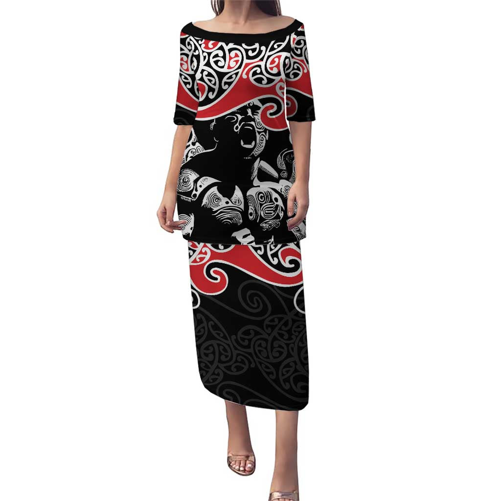 Aotearoa Toitu Te Tiriti Puletasi New Zealand Stand Together Stand Stronger LT9 Long Dress Black - Polynesian Pride