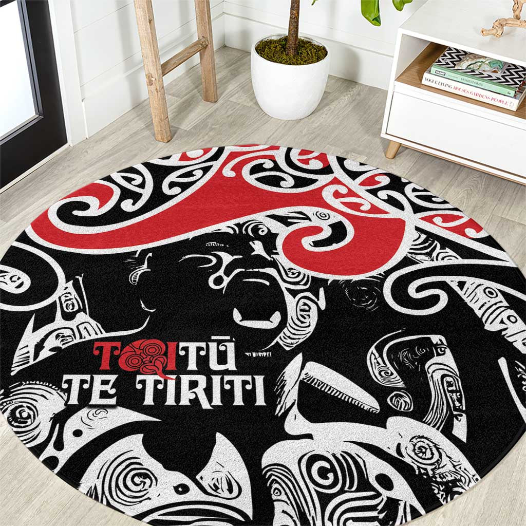 Aotearoa Toitu Te Tiriti Round Carpet New Zealand Stand Together Stand Stronger