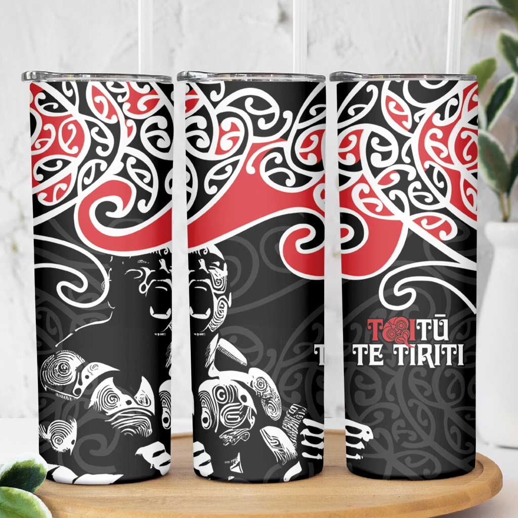 Aotearoa Toitu Te Tiriti Skinny Tumbler New Zealand Stand Together Stand Stronger