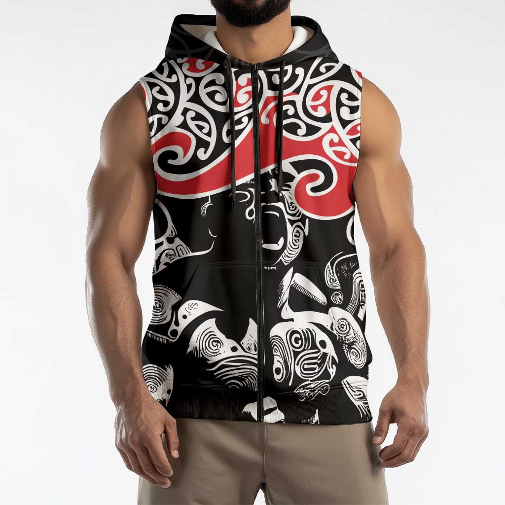 Aotearoa Toitu Te Tiriti Sleeveless Zip Hoodie New Zealand Stand Together Stand Stronger LT9