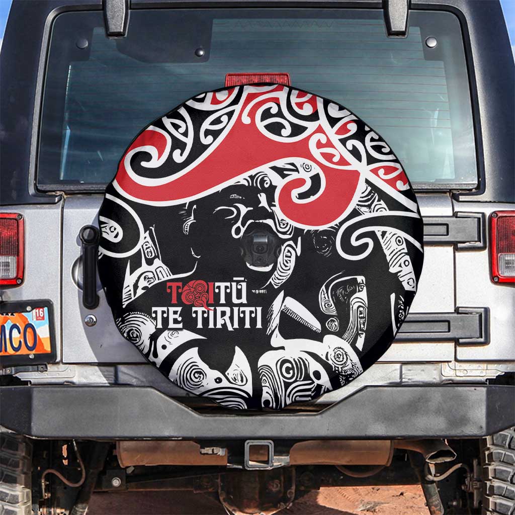 Aotearoa Toitu Te Tiriti Spare Tire Cover New Zealand Stand Together Stand Stronger LT9 Black - Polynesian Pride