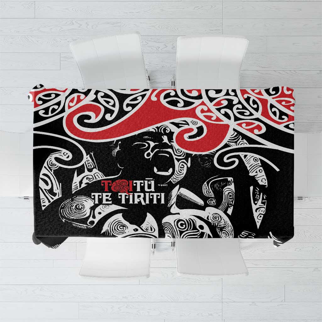 Aotearoa Toitu Te Tiriti Tablecloth New Zealand Stand Together Stand Stronger LT9 Black - Polynesian Pride