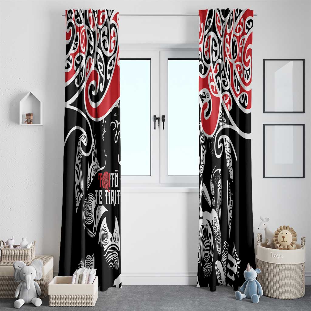 Aotearoa Toitu Te Tiriti Window Curtain New Zealand Stand Together Stand Stronger LT9 - Polynesian Pride