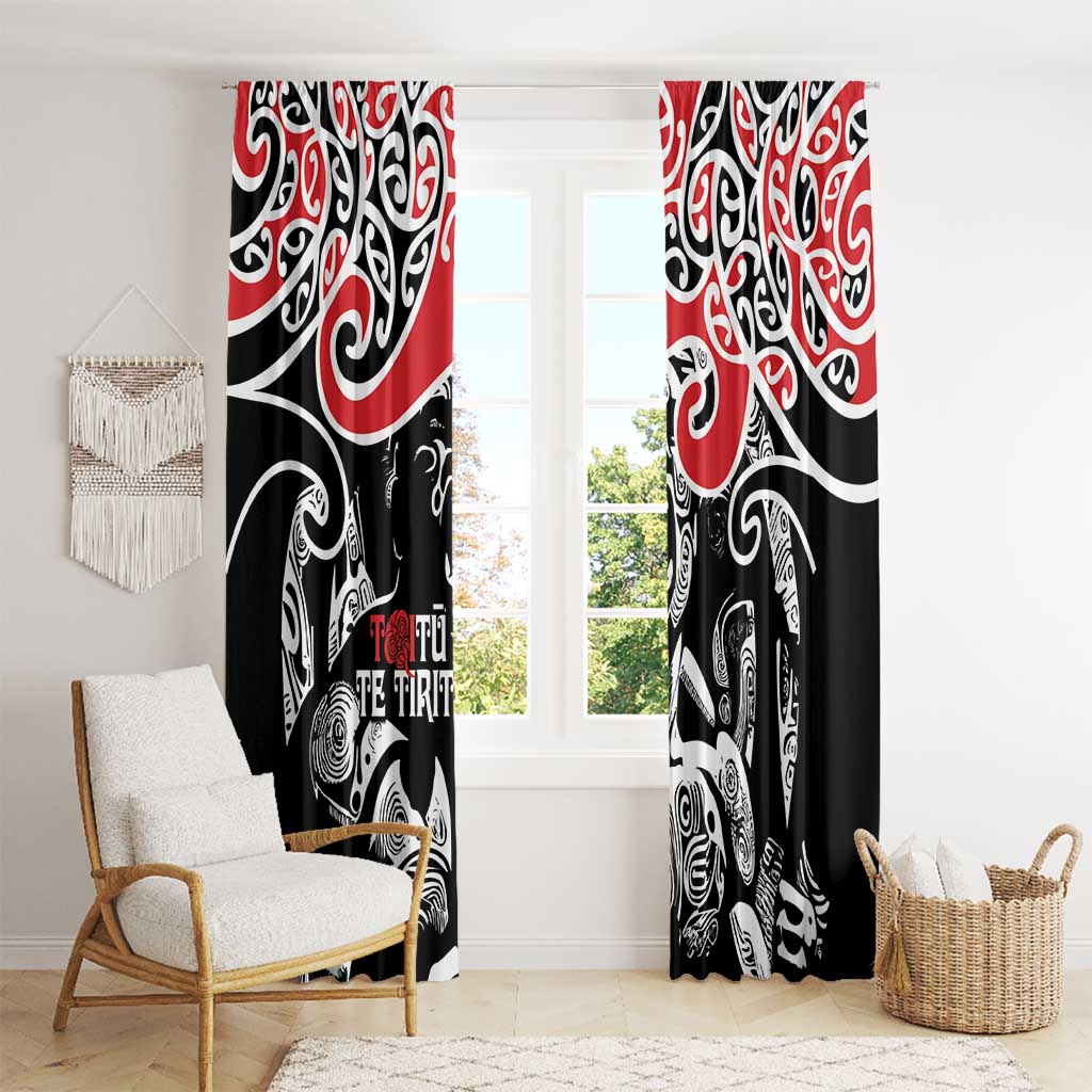 Aotearoa Toitu Te Tiriti Window Curtain New Zealand Stand Together Stand Stronger LT9 - Polynesian Pride