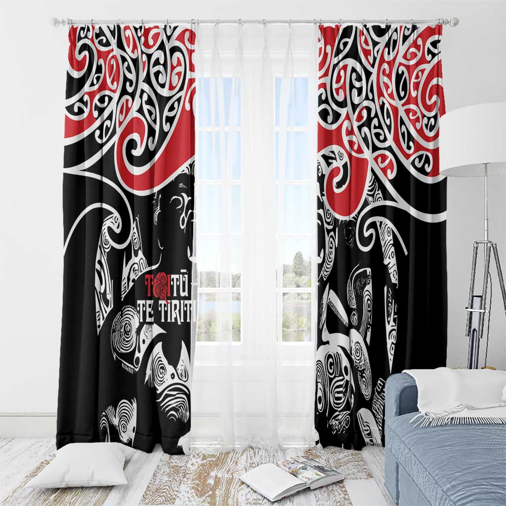 Aotearoa Toitu Te Tiriti Window Curtain New Zealand Stand Together Stand Stronger LT9 - Polynesian Pride