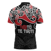 Aotearoa Toitu Te Tiriti Zipper Polo Shirt New Zealand Stand Together Stand Stronger - Polynesian Pride