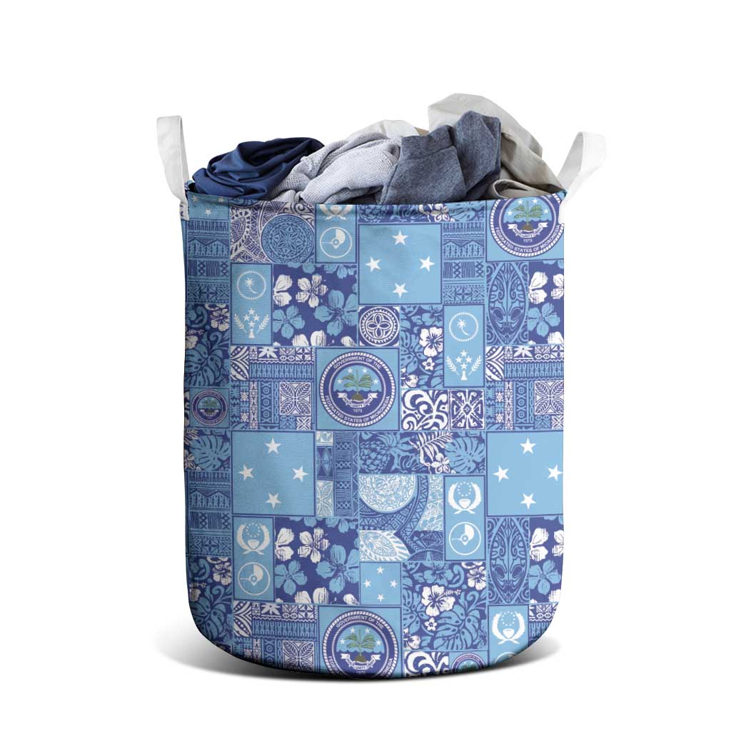 Federated States of Micronesia Merry Christmas Laundry Basket Pacific Patchwork Xmas Vibes - Polynesian Pride