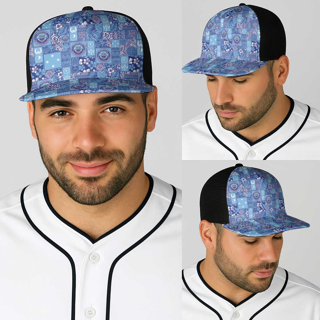 Federated States of Micronesia Merry Christmas Baseball Net Cap Pacific Patchwork Xmas Vibes - Polynesian Pride