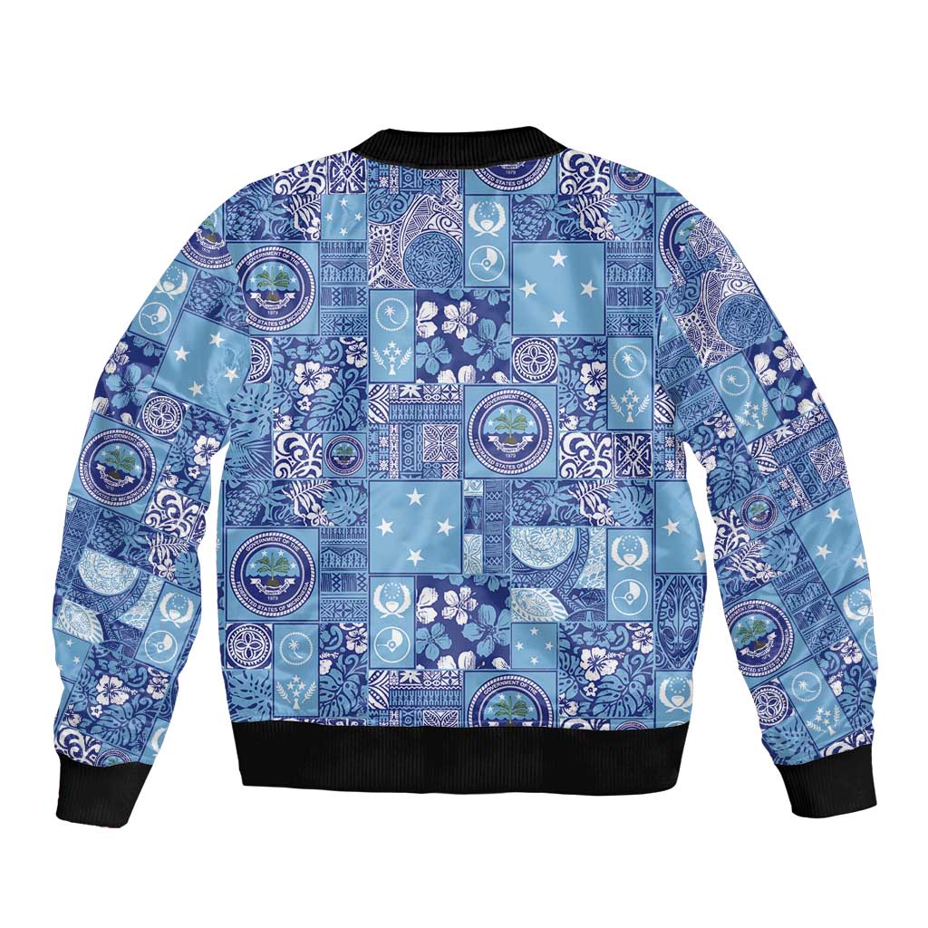 Federated States of Micronesia Merry Christmas Bomber Jacket Pacific Patchwork Xmas Vibes - Polynesian Pride