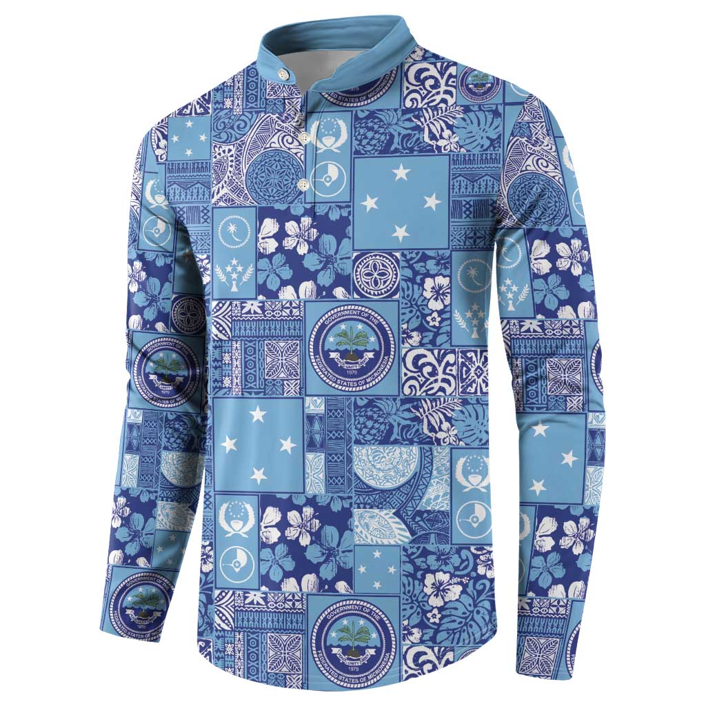 Federated States of Micronesia Merry Christmas Button Sweatshirt Pacific Patchwork Xmas Vibes - Polynesian Pride