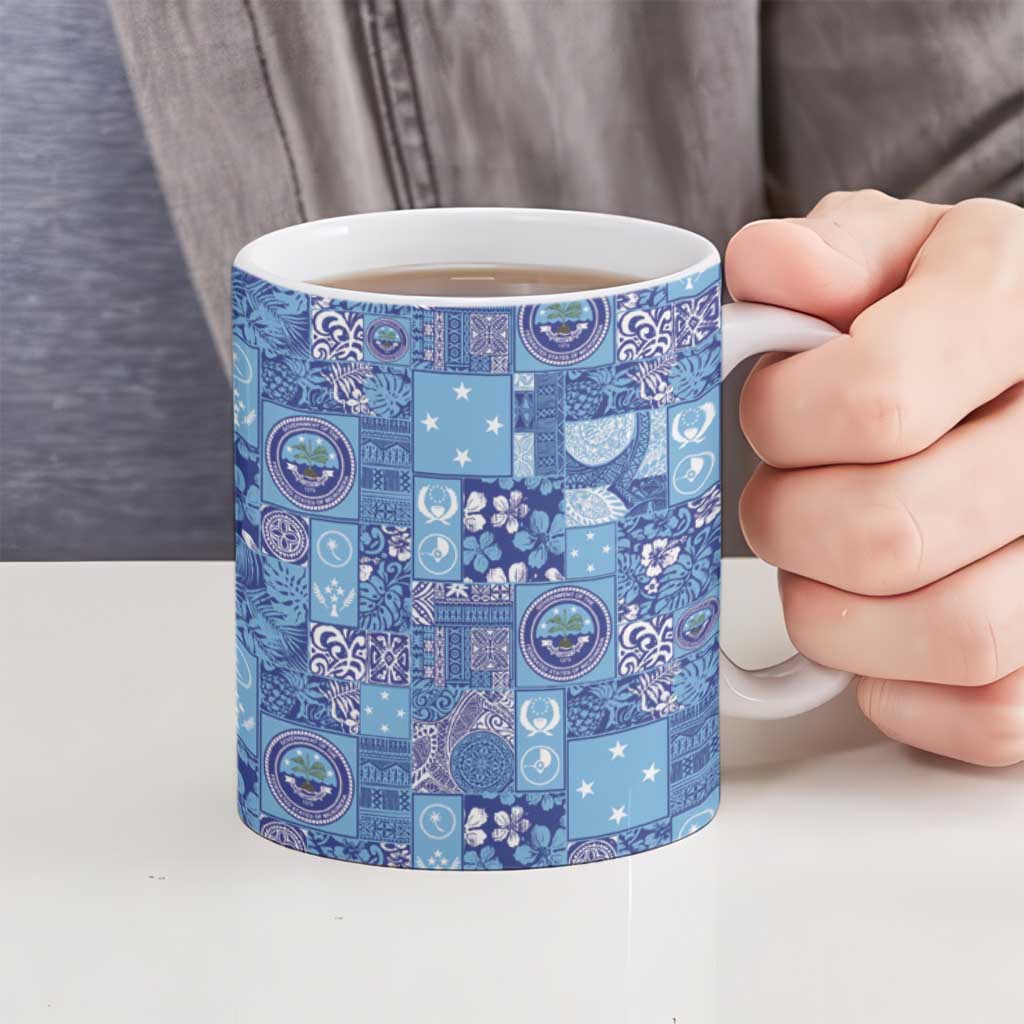 Federated States of Micronesia Merry Christmas Ceramic Mug Pacific Patchwork Xmas Vibes - Polynesian Pride