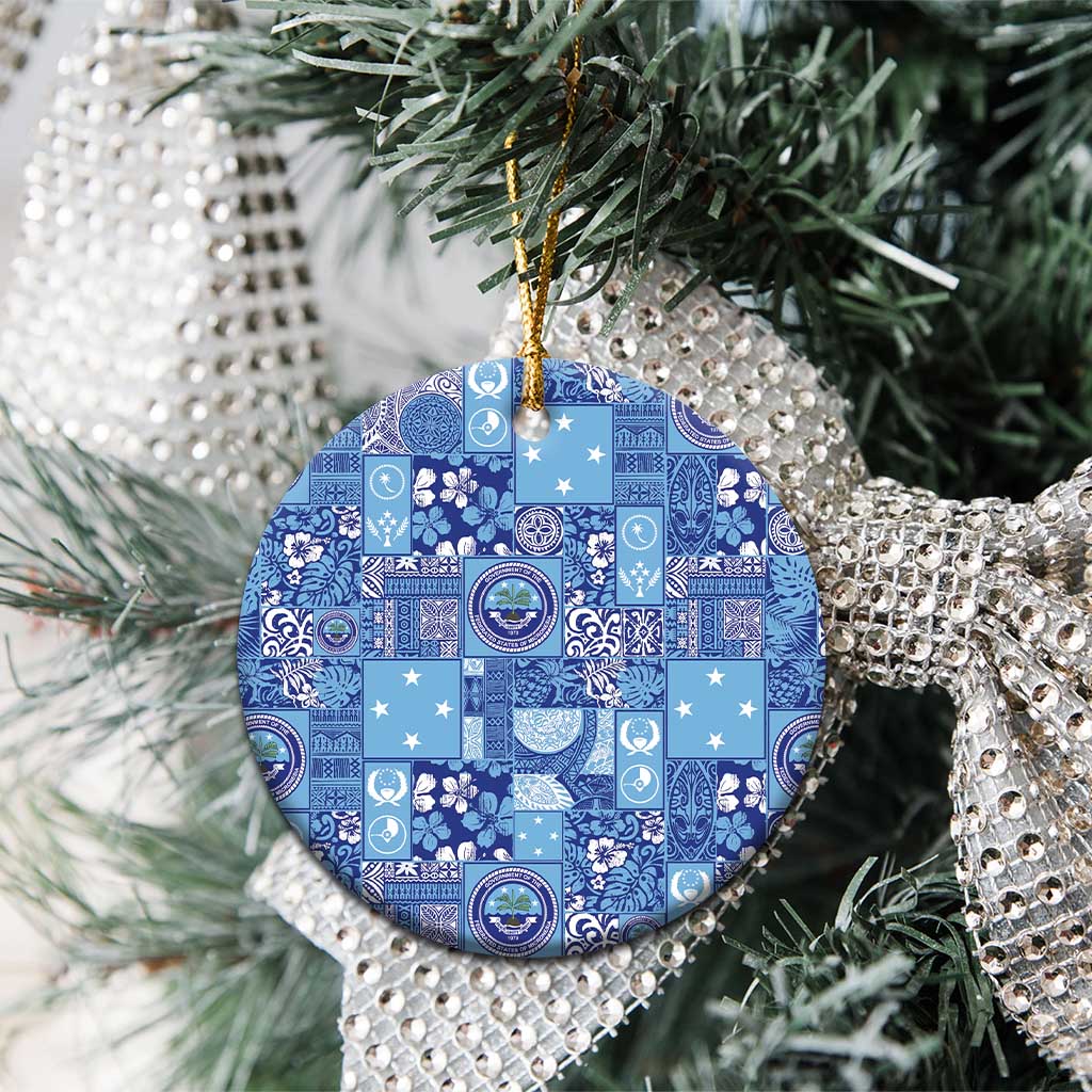 Federated States of Micronesia Merry Christmas Ceramic Ornament Pacific Patchwork Xmas Vibes - Polynesian Pride