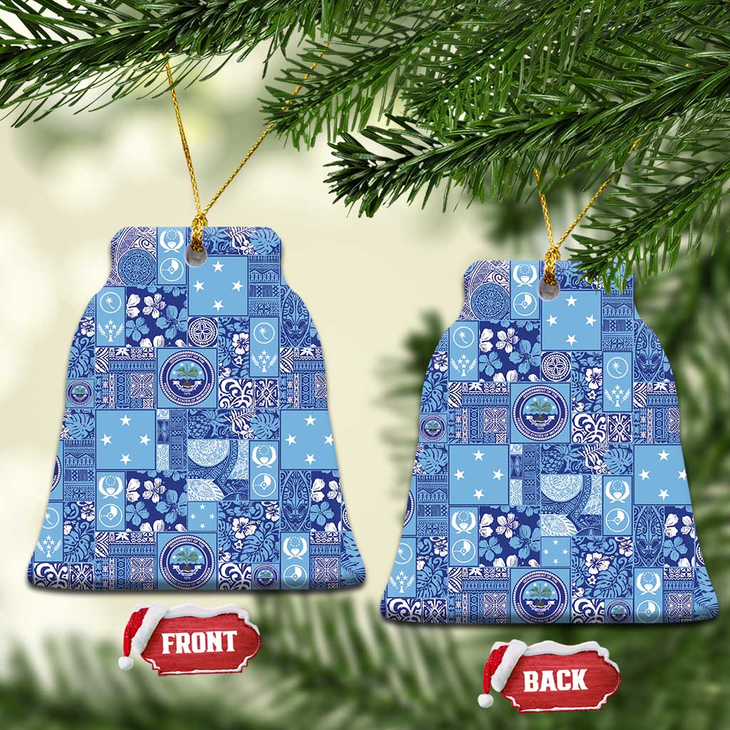Federated States of Micronesia Merry Christmas Ceramic Ornament Pacific Patchwork Xmas Vibes - Polynesian Pride