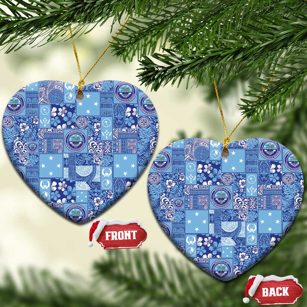 Federated States of Micronesia Merry Christmas Ceramic Ornament Pacific Patchwork Xmas Vibes - Polynesian Pride