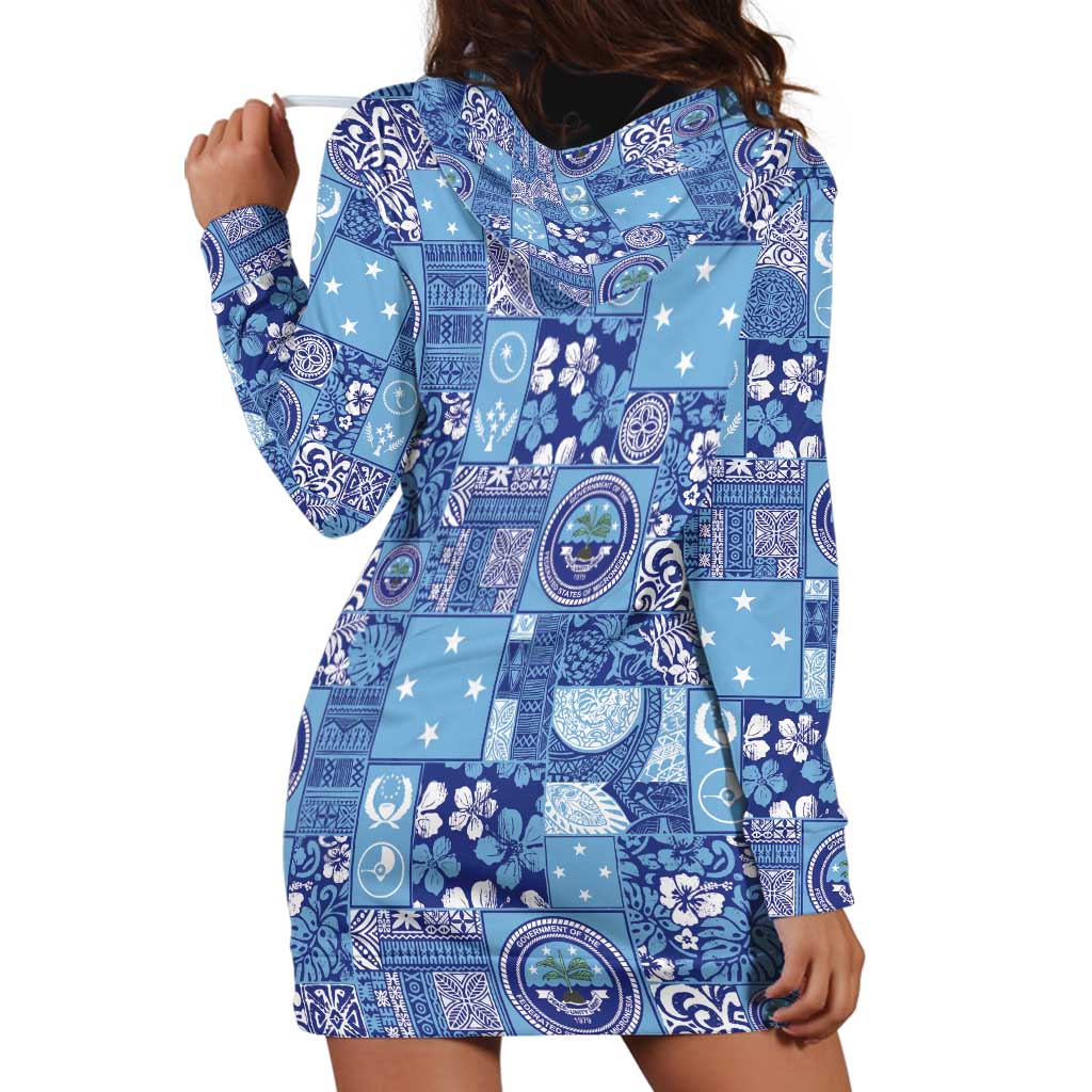 Federated States of Micronesia Merry Christmas Hoodie Dress Pacific Patchwork Xmas Vibes - Polynesian Pride