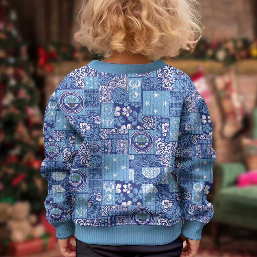 Federated States of Micronesia Merry Christmas Kid Ugly Christmas Sweater Pacific Patchwork Xmas Vibes - Polynesian Pride