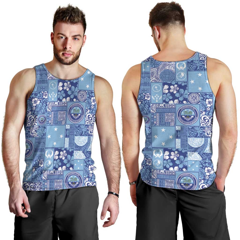 Federated States of Micronesia Merry Christmas Men Tank Top Pacific Patchwork Xmas Vibes - Polynesian Pride