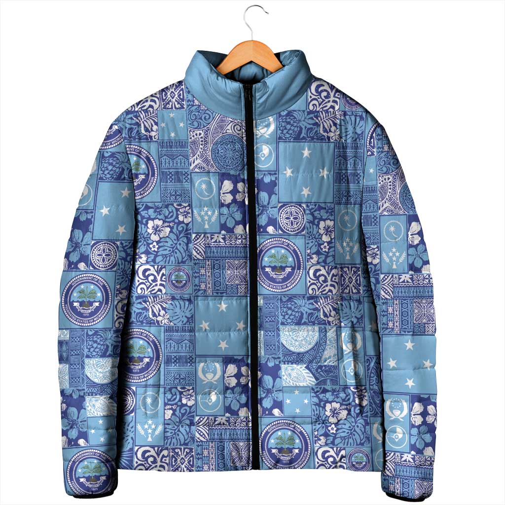 Federated States of Micronesia Merry Christmas Padded Jacket Pacific Patchwork Xmas Vibes - Polynesian Pride