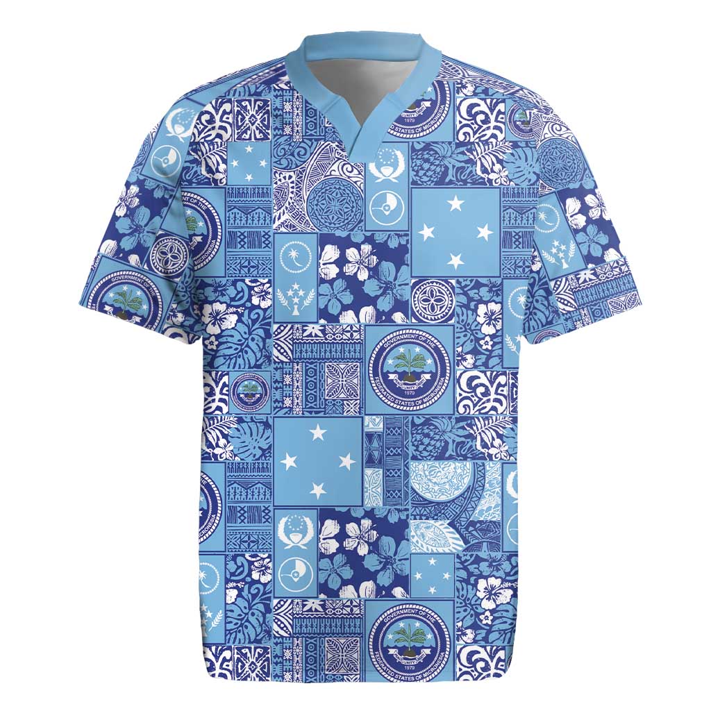 Federated States of Micronesia Merry Christmas Rugby Jersey Pacific Patchwork Xmas Vibes - Polynesian Pride