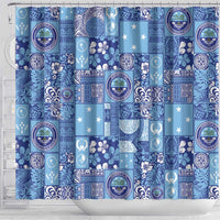 Federated States of Micronesia Merry Christmas Shower Curtain Pacific Patchwork Xmas Vibes - Polynesian Pride