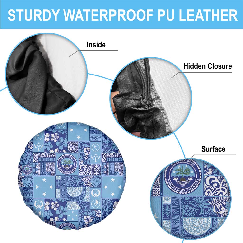 Federated States of Micronesia Merry Christmas Spare Tire Cover Pacific Patchwork Xmas Vibes - Polynesian Pride