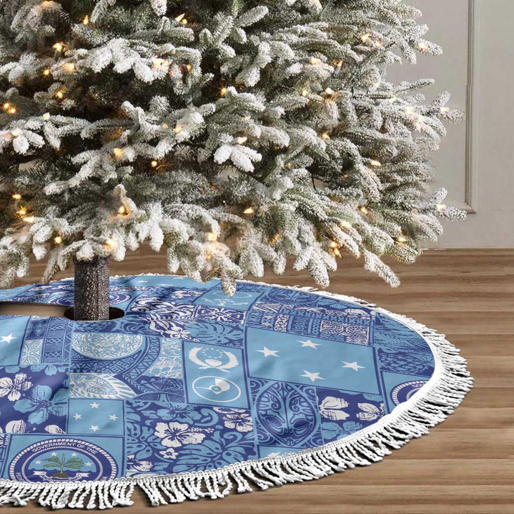 Federated States of Micronesia Merry Christmas Tree Skirt Pacific Patchwork Xmas Vibes - Polynesian Pride