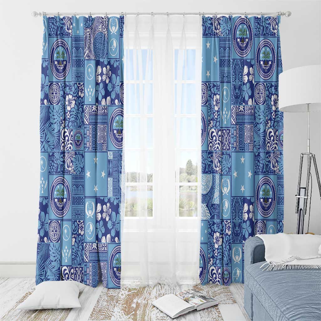 Federated States of Micronesia Merry Christmas Window Curtain Pacific Patchwork Xmas Vibes - Polynesian Pride