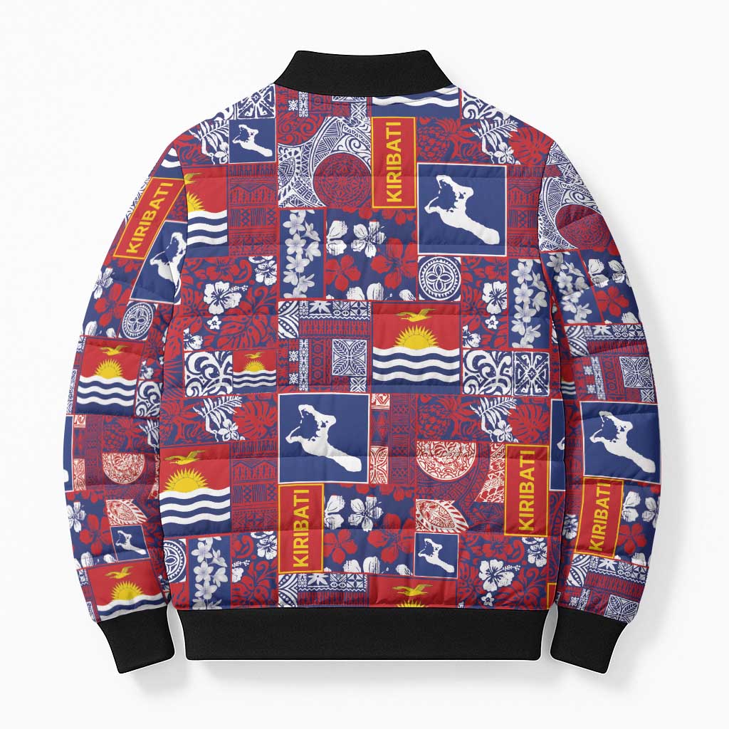 Kiribati Tekeraoi n te Kiritimati Bomber Puffer Jacket Pacific Patchwork Xmas Vibes - Polynesian Pride