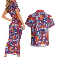 Kiribati Tekeraoi n te Kiritimati Couples Matching Short Sleeve Bodycon Dress and Hawaiian Shirt Pacific Patchwork Xmas Vibes - Polynesian Pride