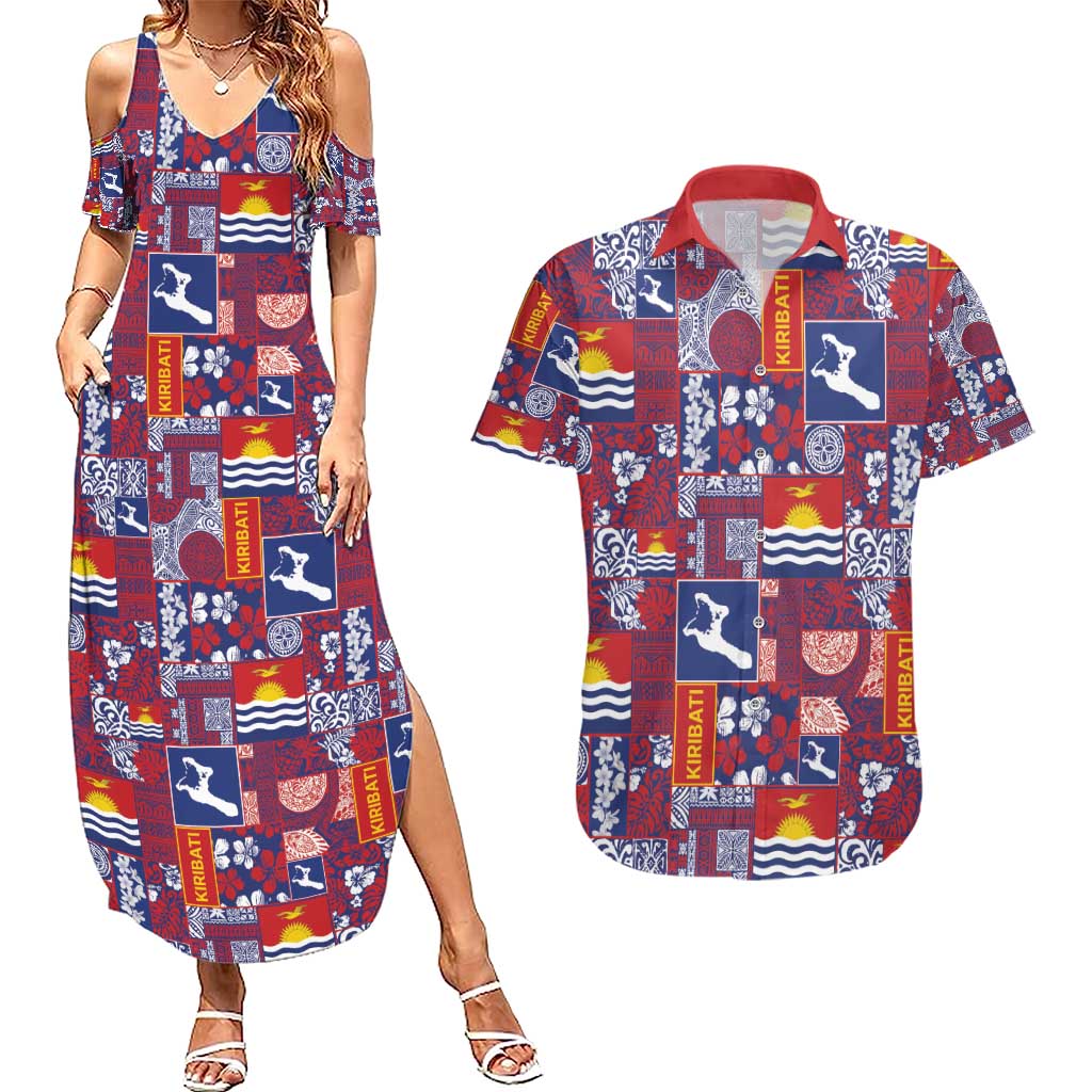 Kiribati Tekeraoi n te Kiritimati Couples Matching Summer Maxi Dress and Hawaiian Shirt Pacific Patchwork Xmas Vibes - Polynesian Pride
