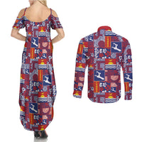Kiribati Tekeraoi n te Kiritimati Couples Matching Summer Maxi Dress and Long Sleeve Button Shirt Pacific Patchwork Xmas Vibes - Polynesian Pride