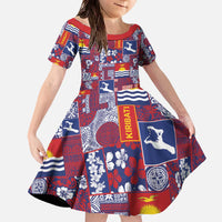 Kiribati Tekeraoi n te Kiritimati Family Matching Off The Shoulder Long Sleeve Dress and Hawaiian Shirt Pacific Patchwork Xmas Vibes - Polynesian Pride