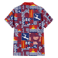 Kiribati Tekeraoi n te Kiritimati Family Matching Off The Shoulder Long Sleeve Dress and Hawaiian Shirt Pacific Patchwork Xmas Vibes - Polynesian Pride