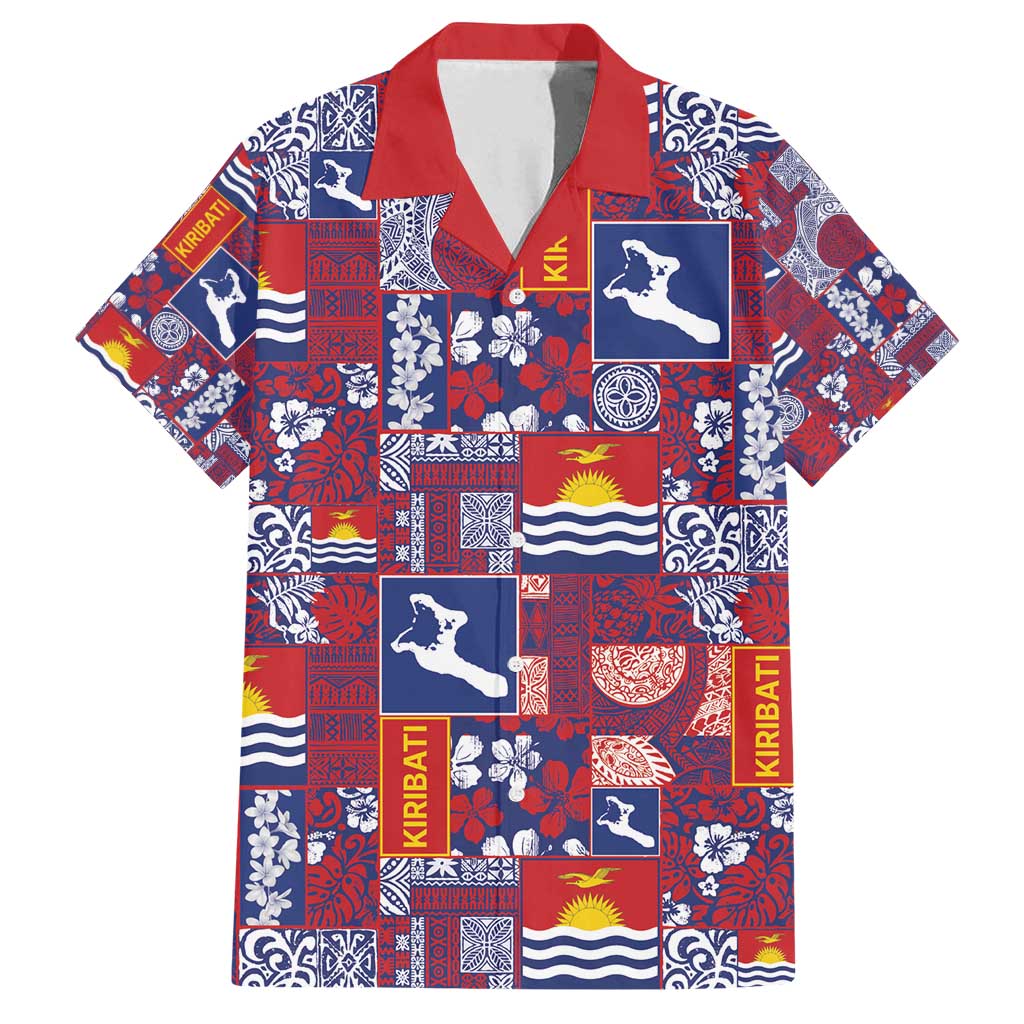 Kiribati Tekeraoi n te Kiritimati Family Matching Off Shoulder Short Dress and Hawaiian Shirt Pacific Patchwork Xmas Vibes - Polynesian Pride