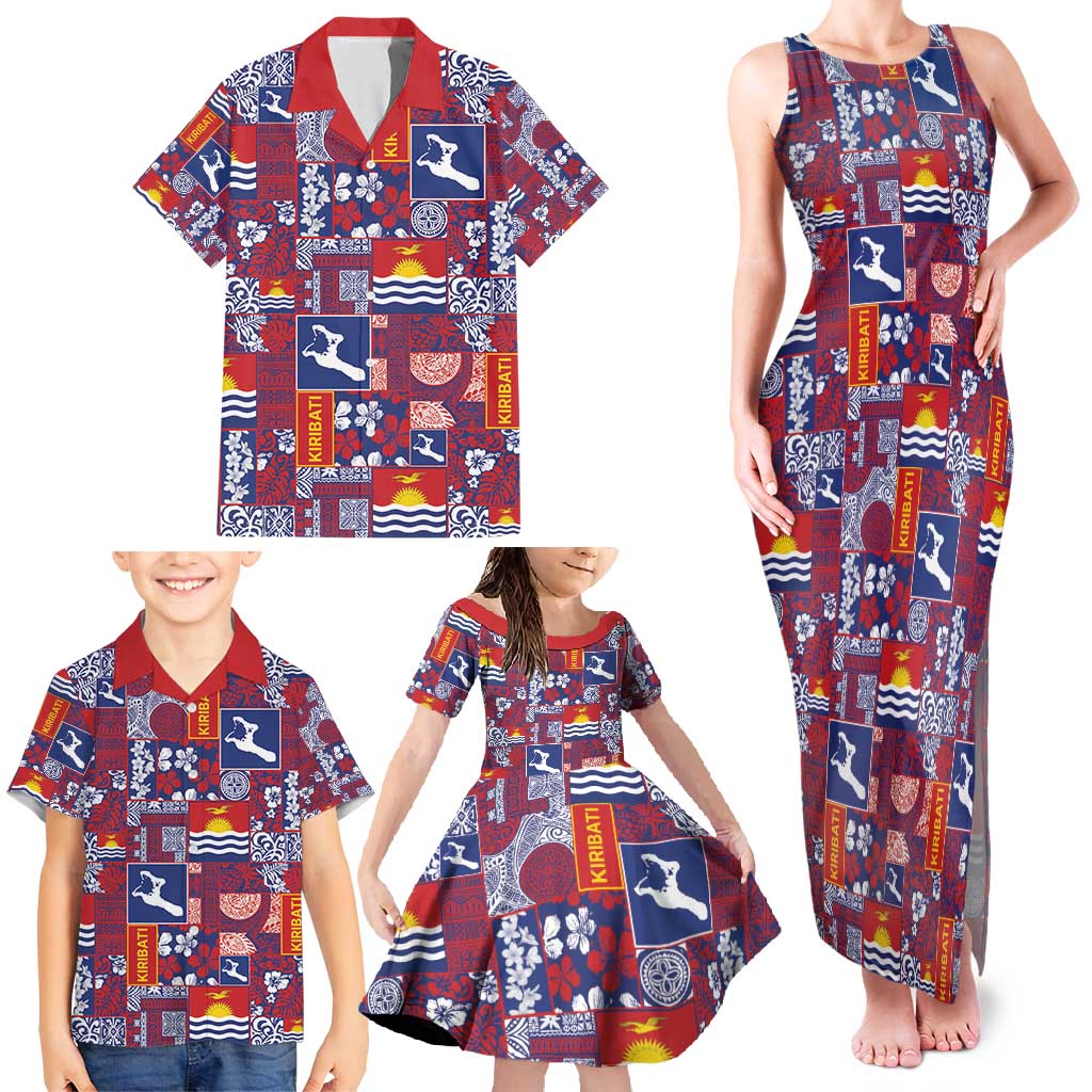 Kiribati Tekeraoi n te Kiritimati Family Matching Tank Maxi Dress and Hawaiian Shirt Pacific Patchwork Xmas Vibes - Polynesian Pride
