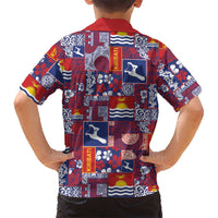 Kiribati Tekeraoi n te Kiritimati Kid Hawaiian Shirt Pacific Patchwork Xmas Vibes LT9 - Polynesian Pride
