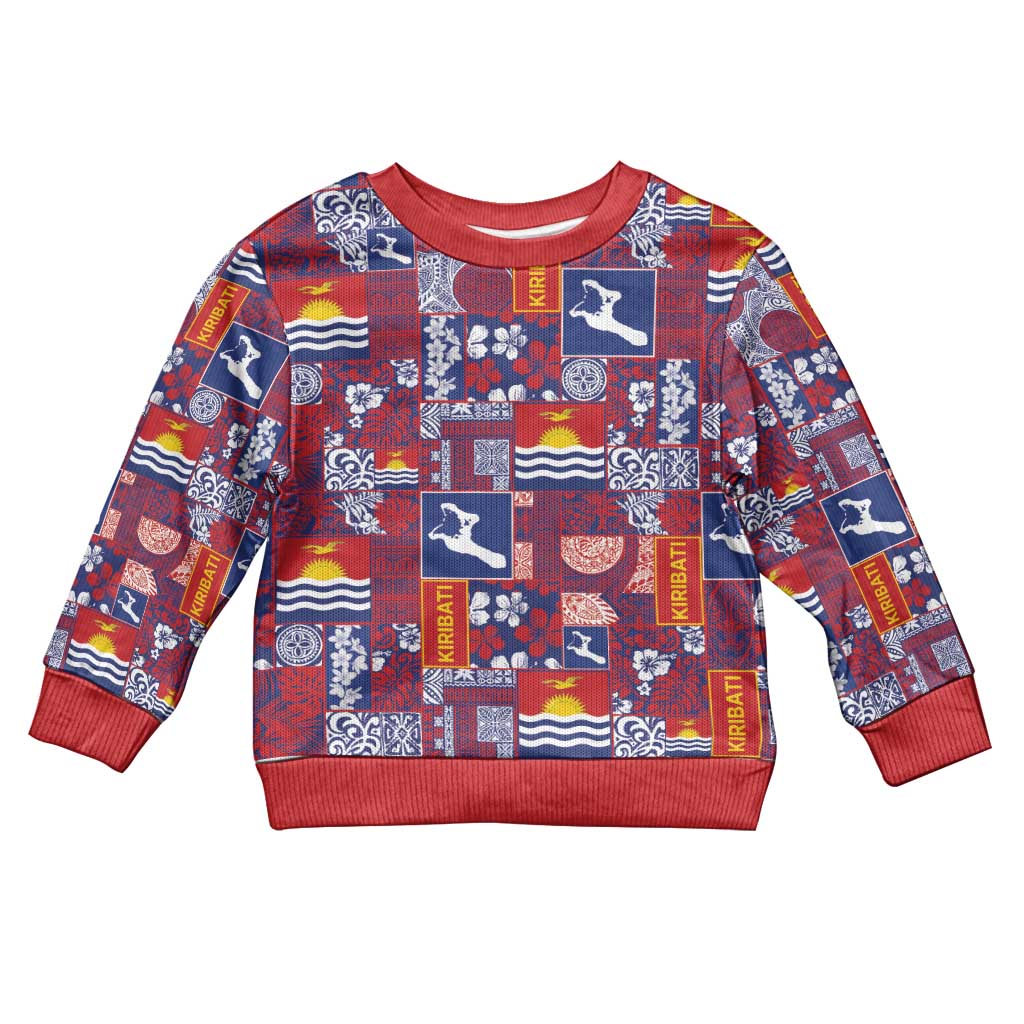 Kiribati Tekeraoi n te Kiritimati Kid Ugly Christmas Sweater Pacific Patchwork Xmas Vibes LT9 Kid Red - Polynesian Pride