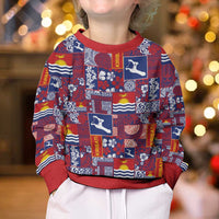 Kiribati Tekeraoi n te Kiritimati Kid Ugly Christmas Sweater Pacific Patchwork Xmas Vibes LT9 - Polynesian Pride