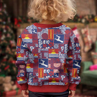 Kiribati Tekeraoi n te Kiritimati Kid Ugly Christmas Sweater Pacific Patchwork Xmas Vibes LT9 - Polynesian Pride