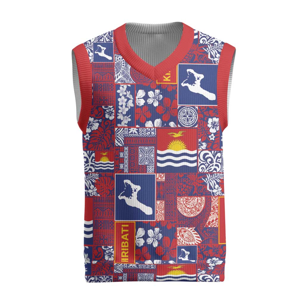 Kiribati Tekeraoi n te Kiritimati Christmas Knitted V-Neck Vest Pacific Patchwork Xmas Vibes LT9 Red - Polynesian Pride