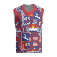 Kiribati Tekeraoi n te Kiritimati Christmas Knitted V-Neck Vest Pacific Patchwork Xmas Vibes LT9 Red - Polynesian Pride