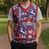 Kiribati Tekeraoi n te Kiritimati Christmas Knitted V-Neck Vest Pacific Patchwork Xmas Vibes LT9 - Polynesian Pride