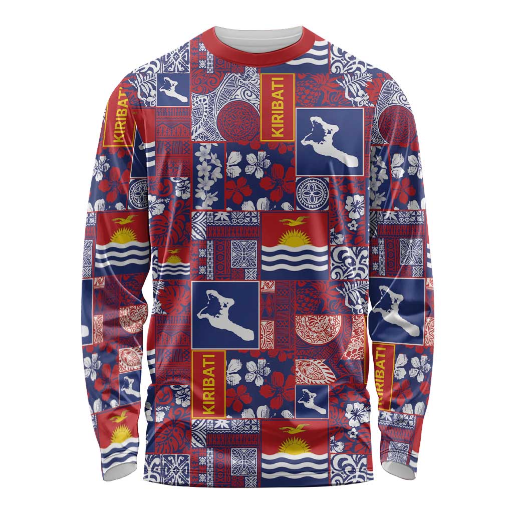 Kiribati Tekeraoi n te Kiritimati Long Sleeve Shirt Pacific Patchwork Xmas Vibes - Polynesian Pride