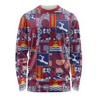 Kiribati Tekeraoi n te Kiritimati Long Sleeve Shirt Pacific Patchwork Xmas Vibes - Polynesian Pride
