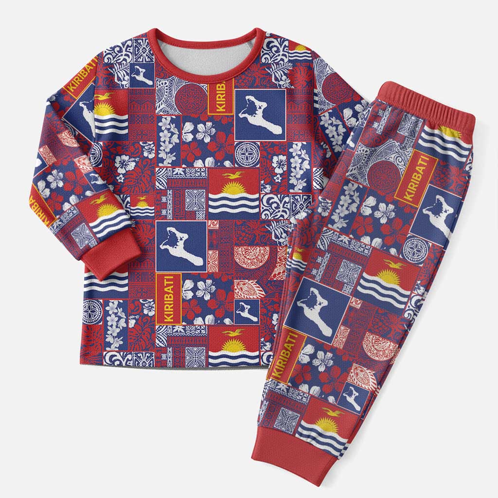 Kiribati Tekeraoi n te Kiritimati Christmas Pajama Set Pacific Patchwork Xmas Vibes LT9 Men Red - Polynesian Pride