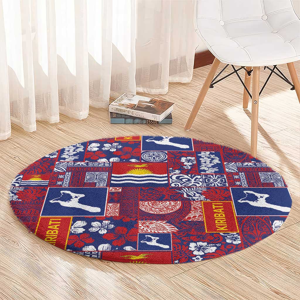 Kiribati Tekeraoi n te Kiritimati Round Carpet Pacific Patchwork Xmas Vibes - Polynesian Pride